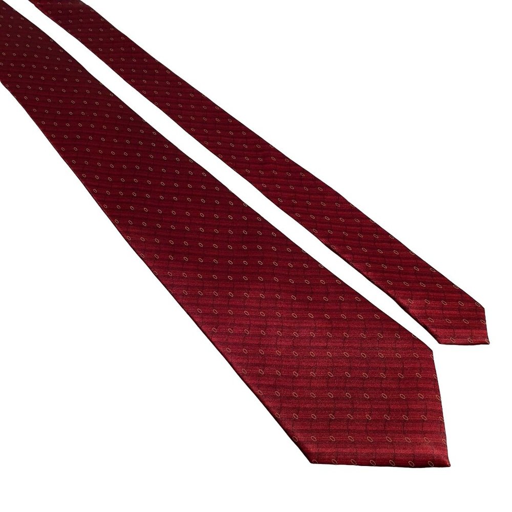 Via Europa Mens Necktie Designer Maroon Accessory Office Work Casual Dad Gift